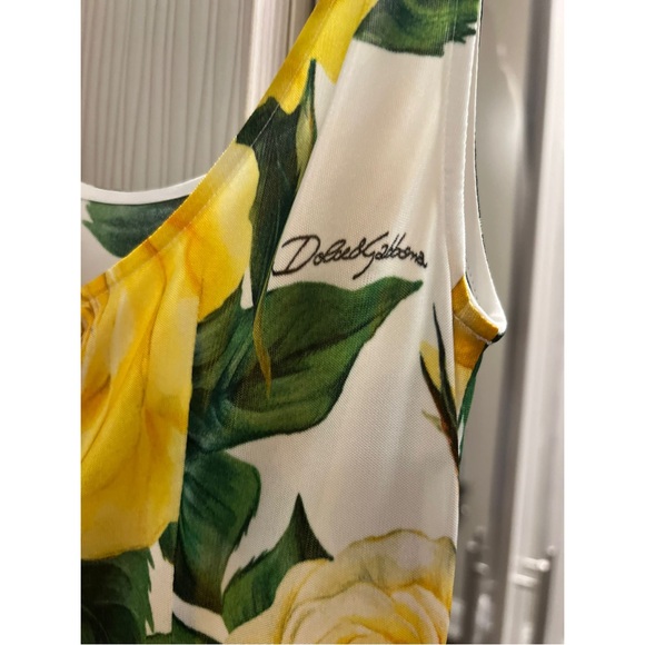Dolce & Gabbana Yellow Rose Print Dress - Picture 4 of 9